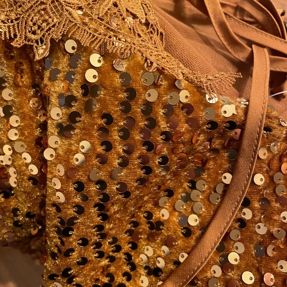 NWT Intimately by Free People That Girl Sequin Slip Pumpkin Pie​ - Picture 6 of 6